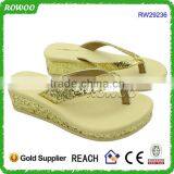 Women's Glitter Sequined Platform Thing Sandals Wedge Heel Sandy Flip Flops