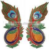 indian peacock patches applique embroidery