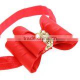 Cute Silk Bow Headbands,Pearl Rhinestone Center Bow Headband for Babies thumbnail-2