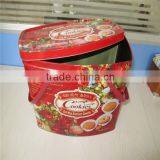 Christmas Square Cookie Cans With Red Printing