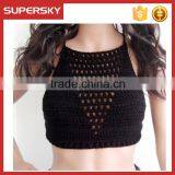 C627 Hot Sale Black Sexy Ladies Crochet Bra Pattern Women Knit Beach Bustier thumbnail-1