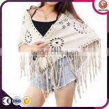 Suede Shawl Wrap Floral Hollow Perforated Fake Suede Shawl Poncho thumbnail-2