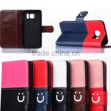Contrast smile wallet leather case for Samsung S6