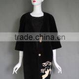 Hot Sale Embroidery Medium Sleeve Women Long Overcoat Shearing Sheep Fur Coat Parka With Real Lamb Fur Supplier's Choice thumbnail-5