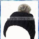 Black Chunky Cable Knit Hat/custom Pom Pom Beanies/fur Pom Pom Beanie thumbnail-4
