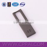 Unique number logo embossed zinc alloy zipper puller tabs design