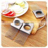 Onion Holder Vegetable Potato Cutter Slicer Gadget Stainless Steel Fork Slicing Odor Remover Kitchen Tool (Stainless Steel) thumbnail-2
