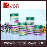Hot Sale Glass Jar With Hand Patinted Plastic & Electroplate Screw Top Lid