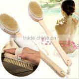 Cy298 Removable Body Brush Natural Boar Bristles Long BeechwoodHandle Bath Shower Brushes Great Back Scrubber Dry Skin Brush thumbnail-2