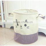 Cotton Linen Fabric Folding Laundry Hamper Collapsible Storage Basket Foldable Laundry Basket thumbnail-5