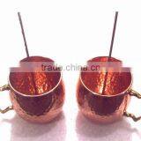 MANUFACTURER BPA FREE 100% PURE COPPER MUG WITH DRINKING STRAWS FOR GINGER VODKA & MOSCOW MULE thumbnail-1