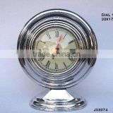 Round cast Alumnium table clock on oval base available in other finishes available