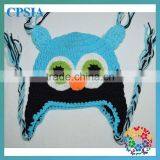 Blue Owl Hat Earflap Beanie Cap Girl Braided Crochet Baby Owl Hat thumbnail-1