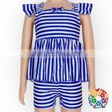 New Arrival Summer Beachwear White Blue Stripe Kids Swimsuit thumbnail-5