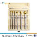 6pcs DIN335C HSS 3 Fluter Countersinks Set Titanium Coated Long Type