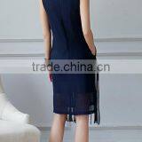 Fashion Clothing OEM Star Detailing Sleeveless Midi Women Tassels Dress thumbnail-4