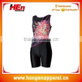 Hongen wholesale lycra swimming suit custom printed/body fitness swim suit