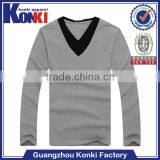 Deep v Neck Long Sleeve Cotton t Shirts for Man thumbnail-1