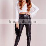 New Design Black Faux Leather Biker Pants Cheap Price thumbnail-1