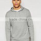 Custom Long Sleeve With Drawstring Hood Grey Men's 87% Cotton 13% Viscose Casual Comfort Fit Breathable Pullover Hoodies thumbnail-1