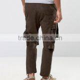 Custom Manufacturer Utility Pockets Strap Drop Crotch 100% Cotton Cord Breathable Functional Brown Men's Cargo Bib Pants thumbnail-2