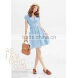 Fashion Ladies Dress of Denim V-neck Ziper thumbnail-1