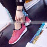 Stock Lot Fashion Mesh Flyknit Sports Running Shoes Woman Breathe Freely thumbnail-2