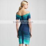 High Quality Short Sleeve Blue Gradient Bandage Dress New Arrival Cute Brand Dress thumbnail-3