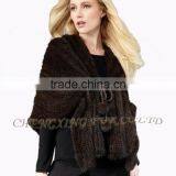 CX-B-M-107D Fashion Poncho Manufacturers White Knitted Mink Fur Shawl thumbnail-3