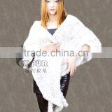 CX-B-28 High Quality Ladies Fur Shawl Genuine Rabbit Fur Women Cape Dresses thumbnail-1