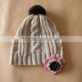 Acrylic Fashion Handmade Hat With Beautiful Flower thumbnail-1
