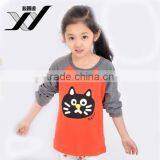 Wholesale Chidren Lovely Cat Pattern Print All Cotton Long Raglan Sleeve Hoodie for Girl thumbnail-3