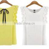 Manufacture Woman Chiffon Polyester Blouse Shirts Sleeveles Sexy Casual Tops Clothings thumbnail-4