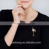 Fashion Gold Zircon White Pearl Crane Brooch Pin thumbnail-2