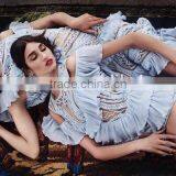 Runwaylover 5021 Blue Sexy Hollow Out Flouncing Sleeve Playsuit thumbnail-1