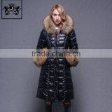 High Quality Design Fashion Pattern Goose Down Jacket Women With Big Fur Collar and Cuff thumbnail-5