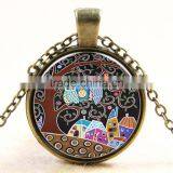 XP-TGN-LT-164 2017 New Design Diy Image Dome Cabochon Colorful Life Tree Charm Time Gem Necklace In Alloy