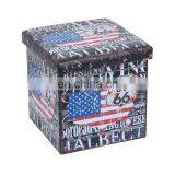 New Design Square Padded Seat Non Woven Folding Stool Storage Stool Ottoman With Storage thumbnail-2