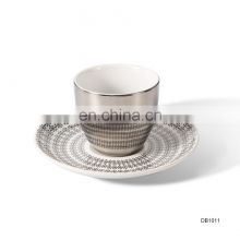 Creative ceramic mirror cup creative reflection cartoon European ceramic coffee cup with a plate