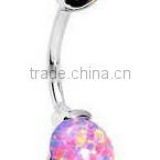 CZ faux opal 316L surgical steel Navel Belly Rings Body Piercing Jewelry