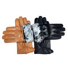 Custom Men Gloves Winter Warm Fashion Sheepskin Leather Gloves With Rabbit Fur Lining thumbnail-5