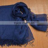 Wholesale Korean Japan Fashion Women Solid Color Plain Tassel France Linen Scarf Shawl thumbnail-6