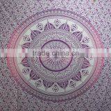 Pink Ombre Tapestry Boho Dorm Sheet Hippie Beach throw Round Mandala