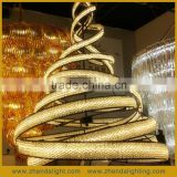 Modern Spiral Shape High Quality Iron 3000K Crystal Pendant Chandelier for Hotel Decoration