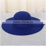 Autumn wide brim cheap fedora New 100% wool smooth women's cap hats with Ribbon bowknot