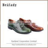 (E1133-3) Classic Design Crocodile Leather Comfortable Flat Casual Lace up Oxford Lady Leather Shoes With Punching Holes thumbnail-4