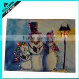 Singing Snowmen Large Flashing Tapestry Christmas Picture With Fibre Optic LED Lights 60cm Wide by 40cm Tall and Hanging Pole.