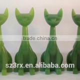 green transparent 6 inch resin cat sculpture,long neck resin cat for home decor,professional resin sculpture factory