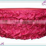 YHK#62 Ruffled Table Skirt - Polyester Banquet Wedding Wholesale Chair Cover Sash Table Cloth Skirt Linen thumbnail-1