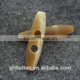 Chinese Button Beige Resin Matt Effect 2-holes Bar Toggle Button for Clothing